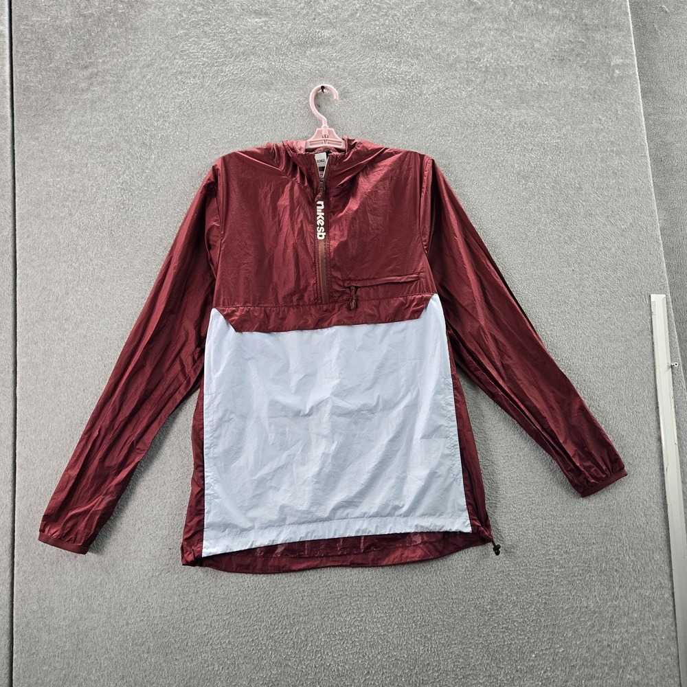 Nike SB Men Jacket M Red Colorblock Ripstop Logo Packable Anorak READ